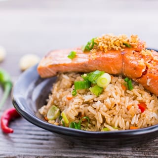 Salmon Garlic Fried Rice